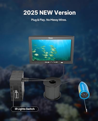Eyoyo Underwater Fishing Camera, Ice Fishing Video Camear 1000TVL with 7 inch LCD Monitor, Waterproof Camera, 12pcs Infrar...