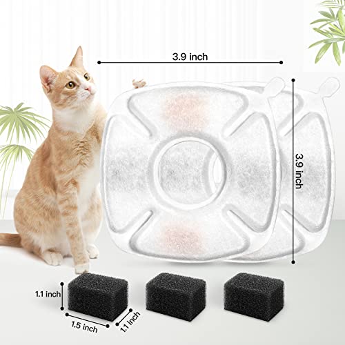 24 Pcs Cat Fountain Replacement Filters 12 Pack Cat Water Fountain Replacement Filters with 12 Pack Pre-Filter Sponges, Pe...