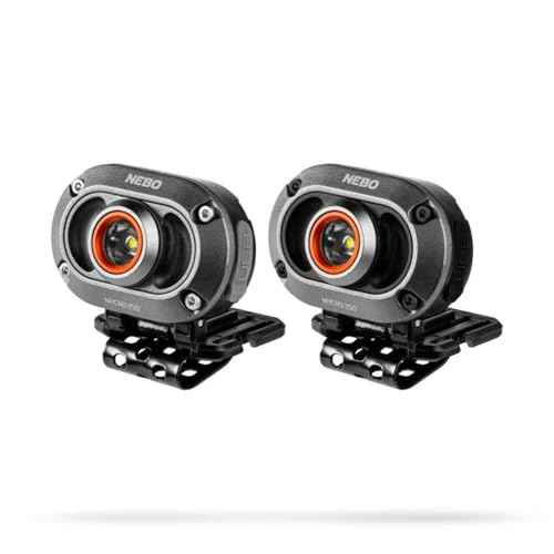 NEBO MYCRO 250 Rechargeable Headlamp | 250 Lumens, 3 Light Modes, Water Resistant, Adjustable Strap, Super Bright Head Lamp for Camping & Hiking, Includes USB Charging Cable ? 2 Pack