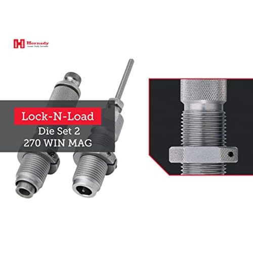 Hornady Custom Grade New Dimension 2-Die Set, 270 Win (.277) (546300) - Caliber Specific Reloading Equipment for Handloaders with Full Length Sizer Die, Seating Die, Sure-Loc Rings, & Storage Box