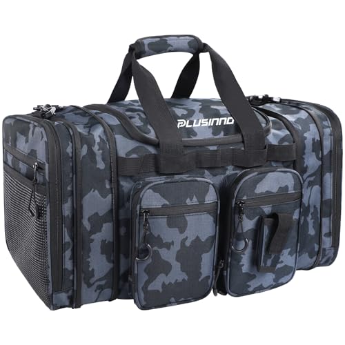 PLUSINNO Tackle Bag - Expandable Fishing Bag for Saltwater & Freshwater - Water Resistant Fishing Gear Shoulder Bag For Me...