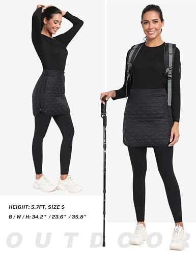 MoFiz Women's Quilted Puffer Skirt Insulated Warm Winter Skirt with Full Zipper Snow Skirts for Hiking Running Golf Outdoor