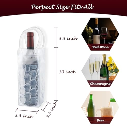Ice Wine Bag, Beer Cooler, Wine Refrigerator, Wine Bottle Cooler, Portable Folding Transparent Beer Bag, Suitable for Cham...