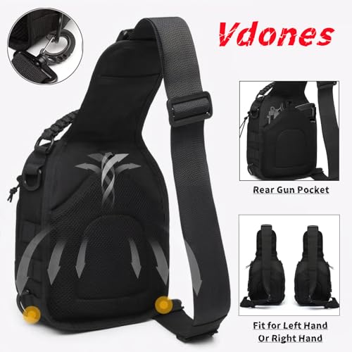 Vdones Tactical Sling Bag for Men Concealed Carry Crossbody Pack Gun Carry EDC BagMens Chest Pouch