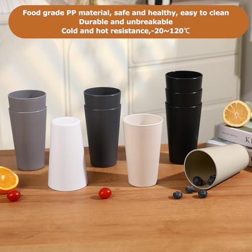 24 Pcs Unbreakable Plastic Cups Set, 20 oz Reusable Plastic Cups, Stackable Water Tumblers, Drinking Cup for Kitchen, Outd...
