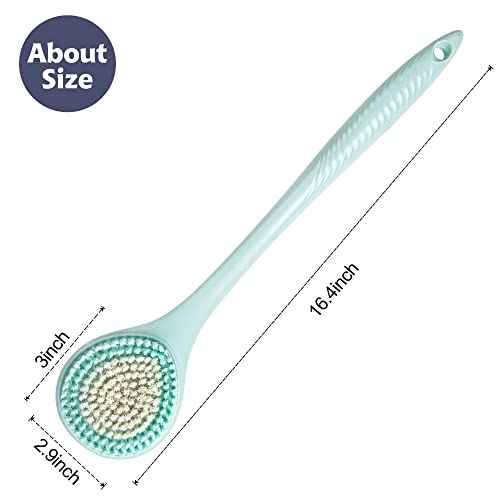BEDELITE Back Scrubber for Shower - Long Handle Bath Brush (16.4 inches) with Soft Bristles, Exfoliating Body Brush for Men & Women(Blue)