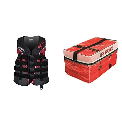 O'Neill Men's Superlite USCG Life Vest,Black/Graphite/Red:White,L & Absolute Outdoor Kent Clear Storage Bag with Type II L...