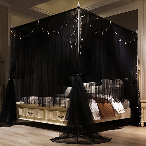 VETHIN 4 Corners Post Princess Bed Canopy Curtain Double Layer Cozy Drape Netting 4 Opening Mosquito Net for Girls & Adult...