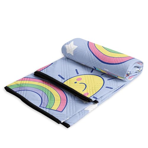 Smell Sunshine Outdoor Picnic Blanket,Portable Sandproof Waterproof Picnic Mat,Rainbow Unicorns Printed Camping Beach Mat ...