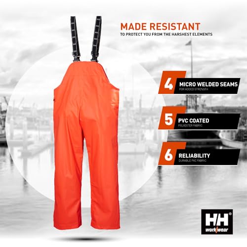 Helly-Hansen Mandal Waterproof Bib Overalls - PVC Rain Gear for Men - Fishing Pants for Men - Heavy-Duty Work Overalls