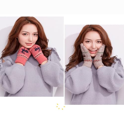 Winter Wool Fingerless Gloves for Women Men Gloves with Touchscreen Fingers Soft Knit for Cycling Sports Outdoor