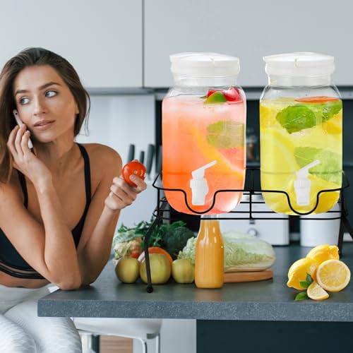 Teenyyou 2 Pcs Plastic Drink Dispensers for Parties Halloween Beverage Dispenser with Stand and Spigot Juice Lemonade Jars...