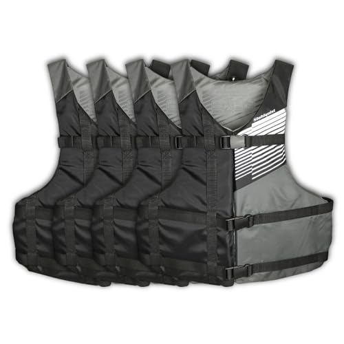 Stohlquist Universal Fit Adult Life Jacket PFD (4 Pack) Coast Guard Approved, for Men and Women 90+ lbs, Lightweight Neopr...