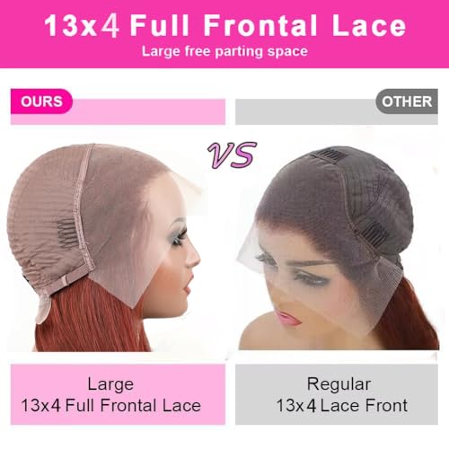 Reddish Brown Lace Front Wigs Human Hair 26inch 180% Density 13x4 Full Frontal Transparent Hd Lace Straight Lace Front Wig Human Hair Reddish Brown Colored Wigs For Black Women Frontal Wig Human Hair
