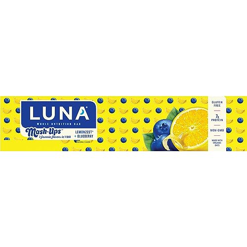 LUNA Bar - Mash-Ups LemonZest + Blueberry Flavor - Snack Bars - Non-GMO - Gluten-Free Protein Bars - Made with Organic Oats (15 Pack)