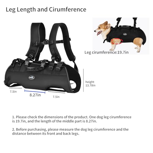 wakytu Dog Backpack Carrier for Medium Dogs Emergency Backpack, Old, Disabled, Joint Injuries, Arthritis, Rehabilitation C...