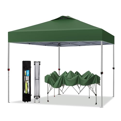 PHI VILLA Outdoor Pop up Canopy 10'x10' Tent Camping Sun Shelter-Series Party Tent, 100 Sq. Ft of Shade (Green)
