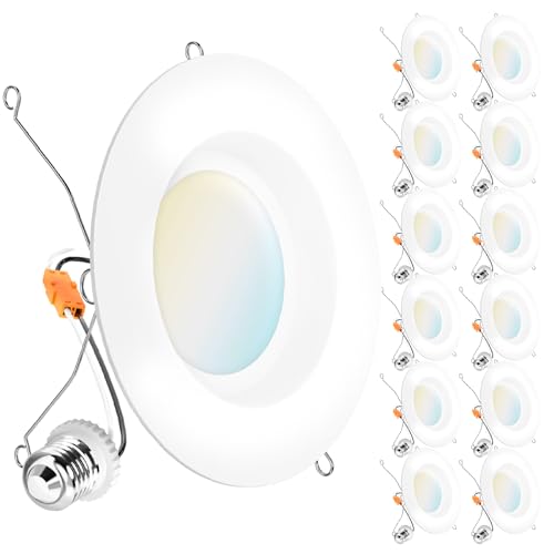 Sunco 12 Pack 6 Inch LED Recessed Lights, Retrofit Can Lights, Smooth Trim, 965 LM, 13W (75W Equivalent), Selectable CCT 2...