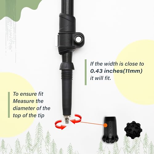 TREKOLOGY Trekking Pole Tips and Baskets Set - Rubber Replacement Accessories for Walking Sticks and Hiking Pole