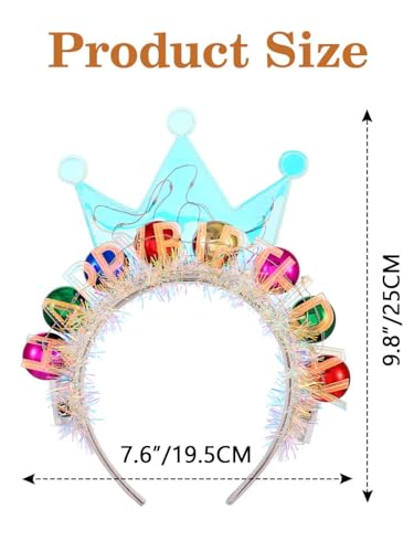 DRESBE Light Up Birthday Headband LED Crown Headbands Birthday Party Favors Hair Accessories for Women