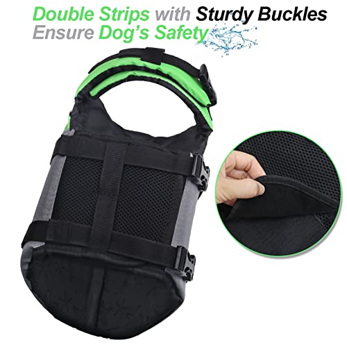 VIVAGLORY + Neoprene Dog Life Vest + Sports Style Dog Life Jacket, Swimming Vest with Handle, Ripstop & Buoyancy
