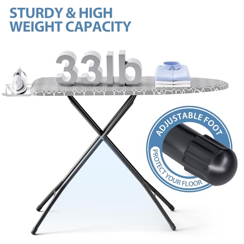KINGBOARD Foldable Ironing Board Full Size, Iron and Ironing Board Set Standard Size, Iron Boards with Ironrest & Adjustab...