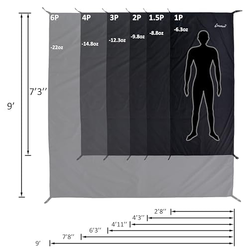 Clostnature Camping Tarp for Tent- 86x59 Tent Footprint with 120x115 Ultralight Hammock Rain Fly, Heavy Duty Tent Floor Sa...