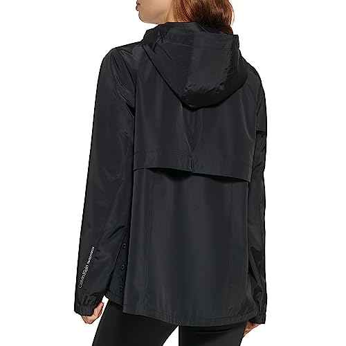 Calvin Klein Performance Women's Hooded Windbreaker, Black, X-Small