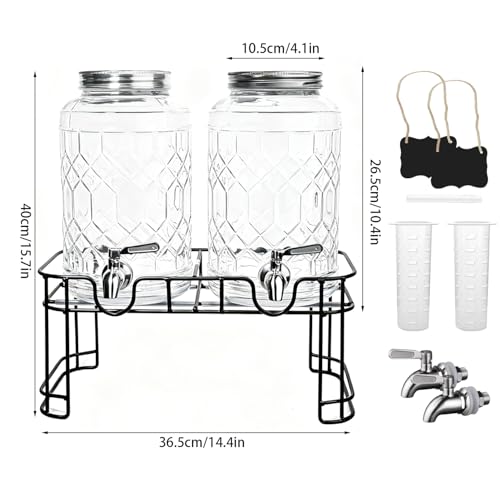 PYVYLO 1 Gallon Beverage Dispenser with Stand,Lemonade Drink Dispenser with Stainless Steel Spigot for Parties and Wedding...