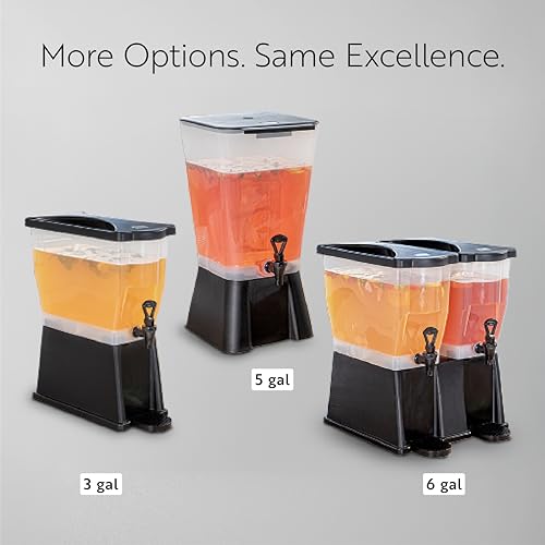 Restaurantware Bev Tek 5 Gallon Drink Dispenser 1 Dishwashable Beverage Dispenser--Detachable Tank Includes Decals Black P...