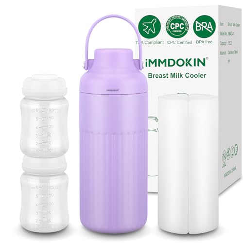 Compact Breast Milk Cooler Bottle, 12oz Portable Breastmilk Cooler with 2 Storage Bottles, 30H Cold Storage Breast Milk Ch...
