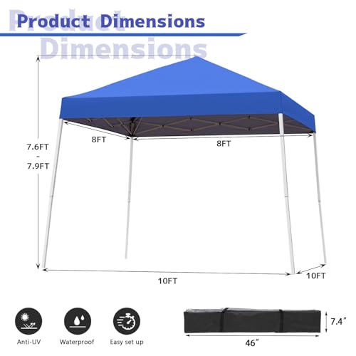 Oneofics Canopy Tent, 10X10 FT Pop Up Canopy Outdoor Instant Tent Slant Legs with Carrying Bag, Portable Gazebo Shelter fo...