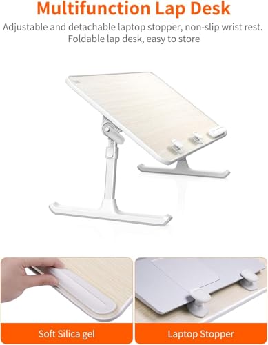 Laptop Desk for Bed, SAIJI Lap Desks Bed Trays for Eating Writing, Adjustable Computer Laptop Stand, Foldable Lap Table in...