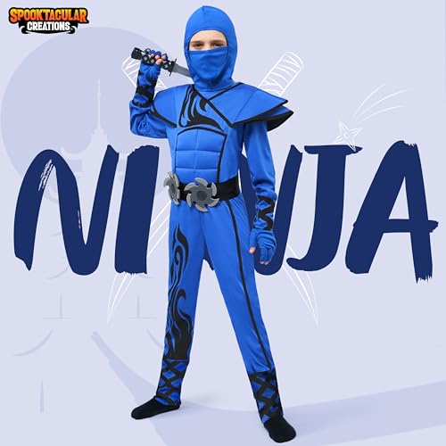 Spooktacular Creations Kids Halloween Ninja Costume, Ninja Costume for Boys, Teen Halloween Costumes for DressUp Themed Party
