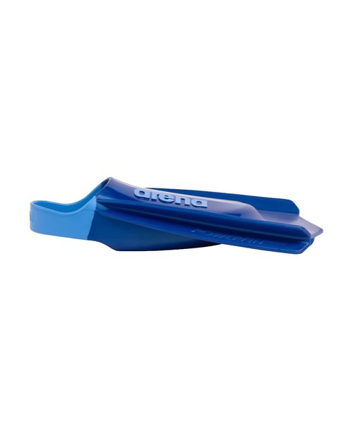 Arena Unisex Adult Powerfin Pro II Swim Training Fins Men and Women Silicone Short Blade Flippers Left/Right Customized, Blue, Size 4.5-5.5
