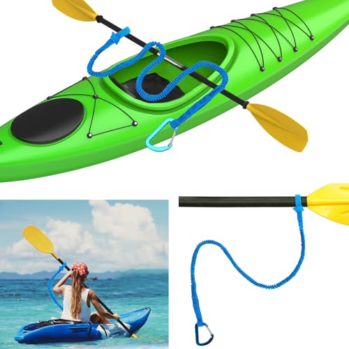 MOOCY Kayak Paddle Leash, 3-7 ft Stretchable Strap Lanyard for SUP, Canoeing, Fishing Accessories - Secure Bungee Rod Hold...