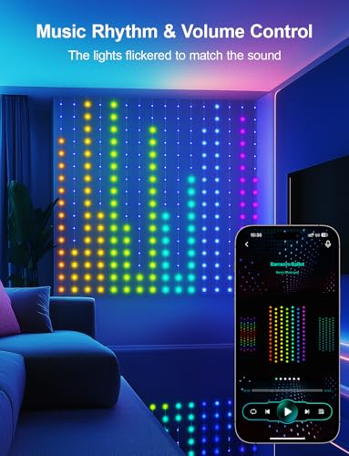 openRGB Smart Curtain Lights, LED Color Changing Curtain Lights, Dynamic DIY String Lights 7.9x7.9FT, App & Remote Control...
