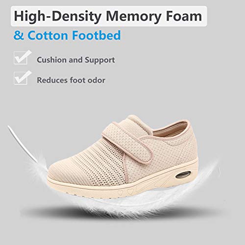 Womens Diabetic Walking Shoes Adjustable Outdoor Sneakers Recovery Easy On Off Strap Wide Width Slippers Comfort for Senio...