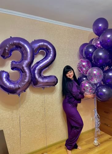 Numbers Balloon 3, 40 Inch Large Purple Balloon for Three Year Old Birthday Decor, 3 13 30 31 Birthday Party Decorations f...