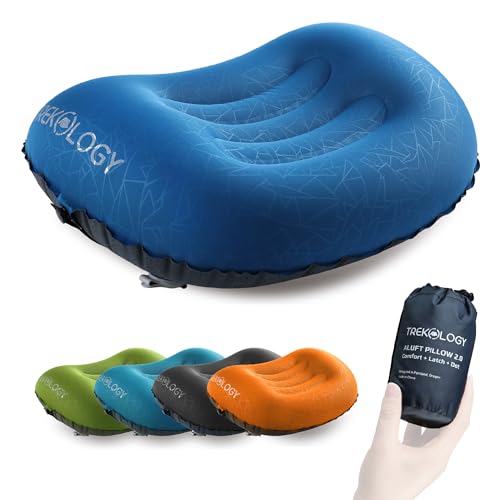 TREKOLOGY Ultralight Inflatable Camping Travel Pillow - ALUFT 2.0 Compressible, Compact, Comfortable, Ergonomic Inflating ...