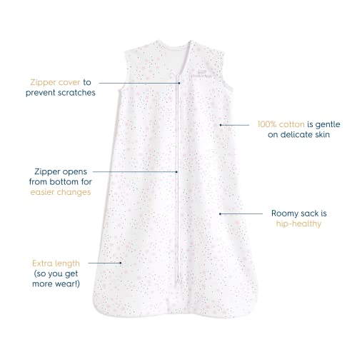 HALO SleepSack, 100% Cotton Wearable Blanket, Swaddle Transition Sleeping Bag, TOG 0.5, Twinkle Pink, Large, 12-18 Months