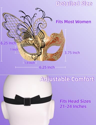 Ubauta Various Butterfly Rhinestone Metal Venetian Women Mask for Masquerade/Mardi Gras Party/Sexy Costume Ball/Wedding