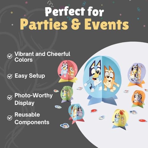 Bluey Table Centerpiece Kit - 27 Pc Set - High-Quality & Sturdy, Perfect Party Essential For Themed Parties & Events