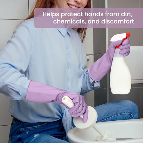 Rubber Cleaning Gloves for Dishwashing, 4 Pairs Reusable Kitchen Gloves for Washing Dishes and Household Cleaning, Colorfu...