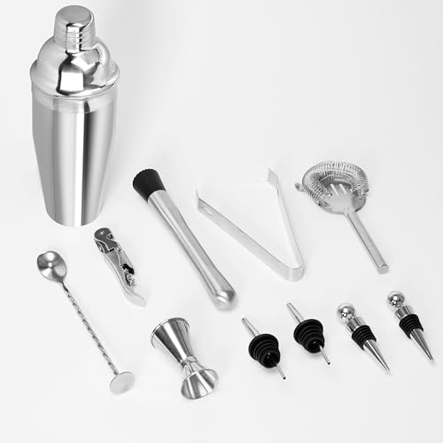 OUUTMEE Bartender Kit, 11-Piece Cocktail Shaker Set with Bartender Travel Carrying Bag