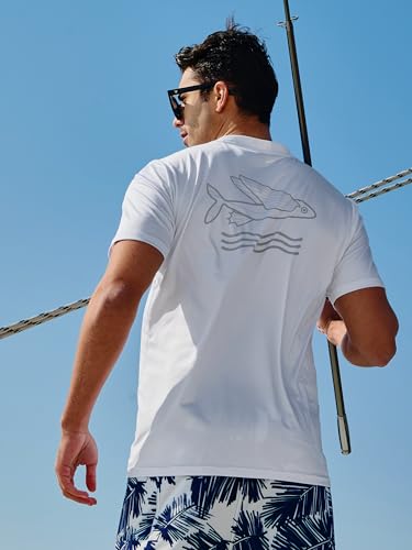NORTHYARD Mens Swim Shirt Rash Guard UPF 50+ Quick Dry Short Sleeve Fishing Shirts Sun Protection Shirt Beach Water Swimming