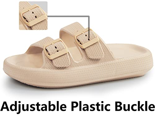 Weweya Sandals for Women and Men - Pillow Slippers - Double Buckle Adjustable Slides - EVA Flat Sandals