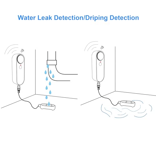 Mengshen WiFi Water Leak & Water Level Detector, 2-in-1 Tuya Smart Sensor Alarm Loud Volume APP Alert Monitoring with 6.5 ...