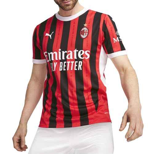 PUMA Mens Ac Milan Home Crew Neck Short Sleeve Jersey Casual - Red