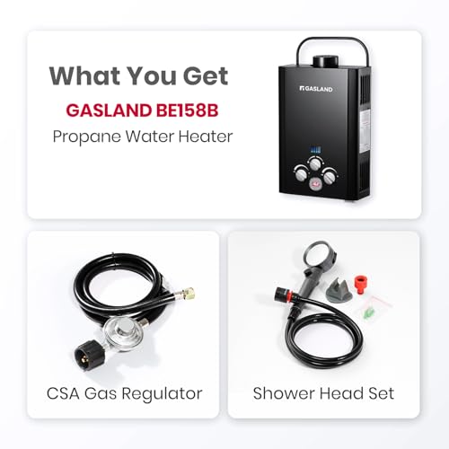 GASLAND BE158B CSA Certified Portable Tankless Water Heater – Features Digital Display & Multi-Protection, 1.58 GPM Propan...